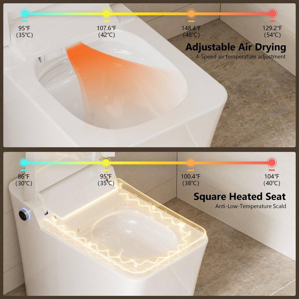 CASAINC Electric Smart Bidet Toilet with Auto Flushing and Antibacterial Seat