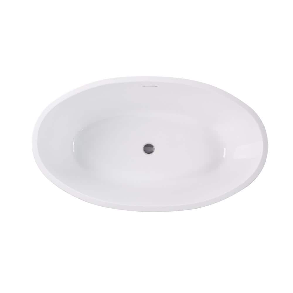 Vanity Art Chartres 59 in. Acrylic Flatbottom Freestanding Bathtub in White