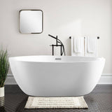 Vanity Art Chartres 59 in. Acrylic Flatbottom Freestanding Bathtub in White