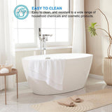 Vanity Art Calais 55 in. L x 32 in. W Acrylic Flatbottom Freestanding Bathtub with Center Drain in White/Polished Chrome