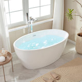 Vanity Art Calais 55 in. L x 32 in. W Acrylic Flatbottom Freestanding Bathtub with Center Drain in White/Polished Chrome