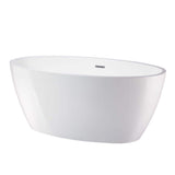 Vanity Art Calais 55 in. L x 32 in. W Acrylic Flatbottom Freestanding Bathtub with Center Drain in White/Polished Chrome