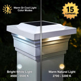 CLASSY CAPS Majestic 5 in. x 5 in. Outdoor White Vinyl LED Solar Post Cap (2-Pack)