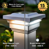 CLASSY CAPS Regal 4 in. x 4 in. Outdoor White Vinyl LED Solar Post Cap (2-Pack)