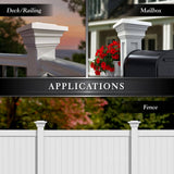 CLASSY CAPS Regal 4 in. x 4 in. Outdoor White Vinyl LED Solar Post Cap (2-Pack)