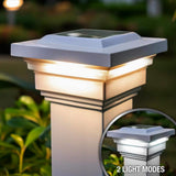 CLASSY CAPS Regal 4 in. x 4 in. Outdoor White Vinyl LED Solar Post Cap (2-Pack)