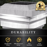 CLASSY CAPS Regal 4 in. x 4 in. Outdoor White Vinyl LED Solar Post Cap (2-Pack)