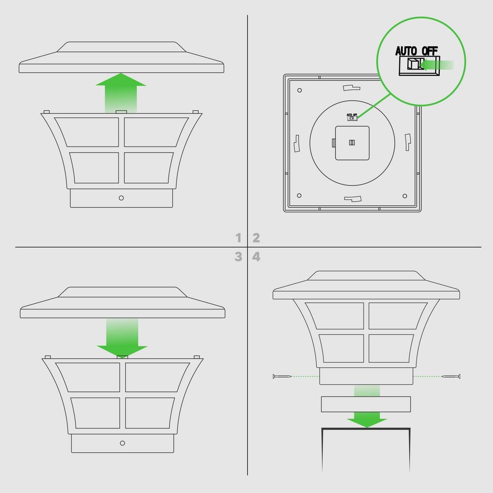CLASSY CAPS Prestige 4 in. x 4 in. Outdoor White Vinyl LED Solar Post Cap (2-Pack)