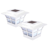 CLASSY CAPS Prestige 4 in. x 4 in. Outdoor White Vinyl LED Solar Post Cap (2-Pack)