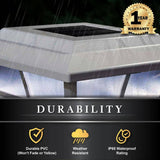 CLASSY CAPS Prestige 4 in. x 4 in. Outdoor White Vinyl LED Solar Post Cap (2-Pack)