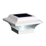 CLASSY CAPS Imperial 2.5 in. x 2.5 in. Outdoor White Cast Aluminum LED Solar Post Cap (2-Pack)