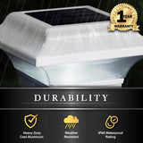 CLASSY CAPS Imperial 2.5 in. x 2.5 in. Outdoor White Cast Aluminum LED Solar Post Cap (2-Pack)