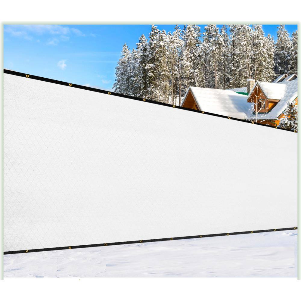 COLOURTREE 8 ft. x 25 ft. White Privacy Fence Screen Mesh Fabric Cover Windscreen with Reinforced Grommets for Garden Fence
