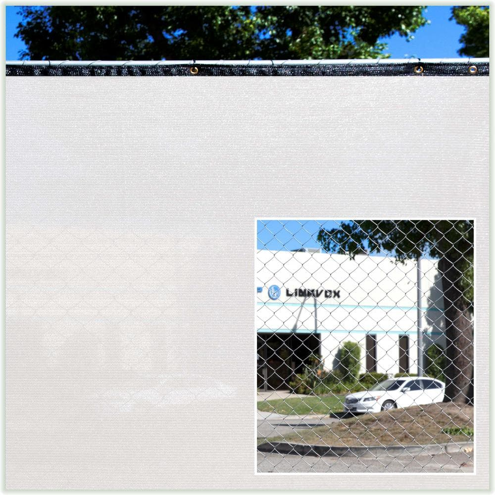 COLOURTREE 8 ft. x 25 ft. White Privacy Fence Screen Mesh Fabric Cover Windscreen with Reinforced Grommets for Garden Fence