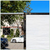 COLOURTREE 8 ft. x 25 ft. White Privacy Fence Screen Mesh Fabric Cover Windscreen with Reinforced Grommets for Garden Fence