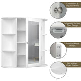 Costway 6.5 in. x 25 in. x 26 in. White Multipurpose Wall Surface Mount Bathroom Storage Medicine Cabinet with Mirror