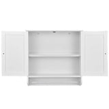 Costway 24 in. W x 24 in. H White Wall Surface Mounted Bathroom Medicine Cabinet without Mirror Storage Cupboard w/Towel Bar