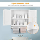 Costway 24 in. W x 24 in. H White Wall Surface Mounted Bathroom Medicine Cabinet without Mirror Storage Cupboard w/Towel Bar