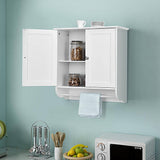 Costway 24 in. W x 24 in. H White Wall Surface Mounted Bathroom Medicine Cabinet without Mirror Storage Cupboard w/Towel Bar