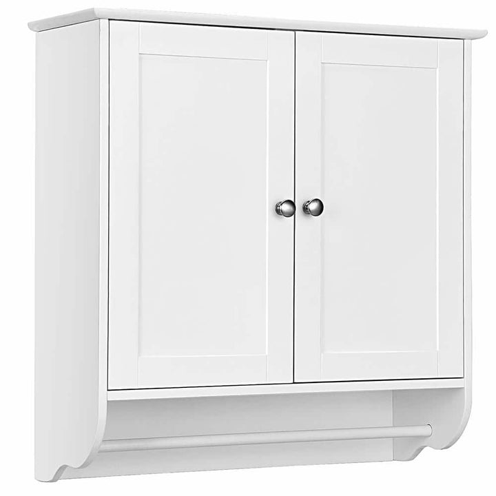 Costway 24 in. W x 24 in. H White Wall Surface Mounted Bathroom Medicine Cabinet without Mirror Storage Cupboard w/Towel Bar
