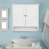 Costway 24 in. W x 24 in. H White Wall Surface Mounted Bathroom Medicine Cabinet without Mirror Storage Cupboard w/Towel Bar