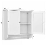Costway 24 in. W x 24 in. H White Wall Surface Mounted Bathroom Medicine Cabinet without Mirror Storage Cupboard w/Towel Bar