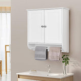 Costway 24 in. W x 24 in. H White Wall Surface Mounted Bathroom Medicine Cabinet without Mirror Storage Cupboard w/Towel Bar