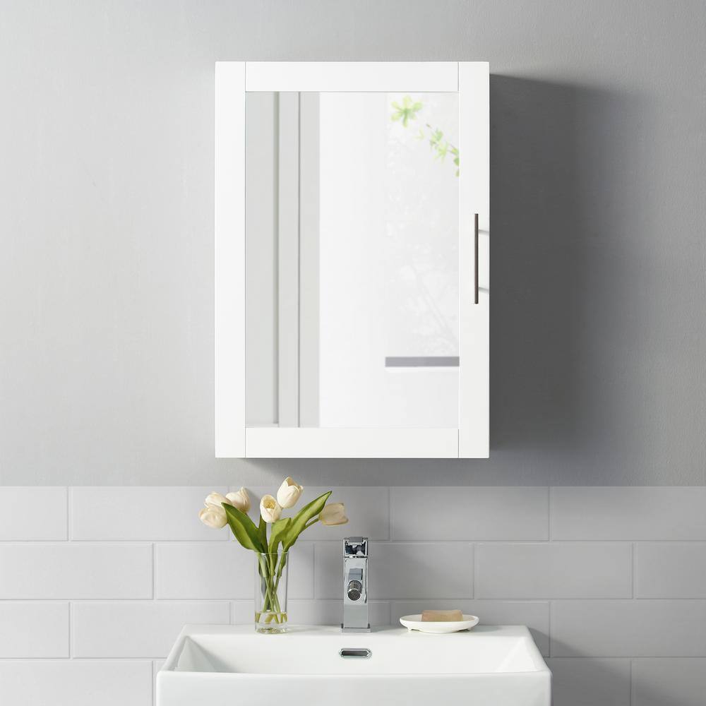 CROSLEY FURNITURE Savannah 18 in. x 26 in. x 6 in. Surface-Mounted Mirrored Medicine Cabinet in White