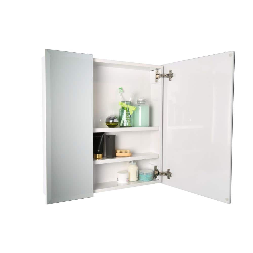 Croydex 24 in. W x 24 in. H x 5 in. D Frameless Bi-View Surface-Mount Medicine Cabinet with Easy Hang System in White