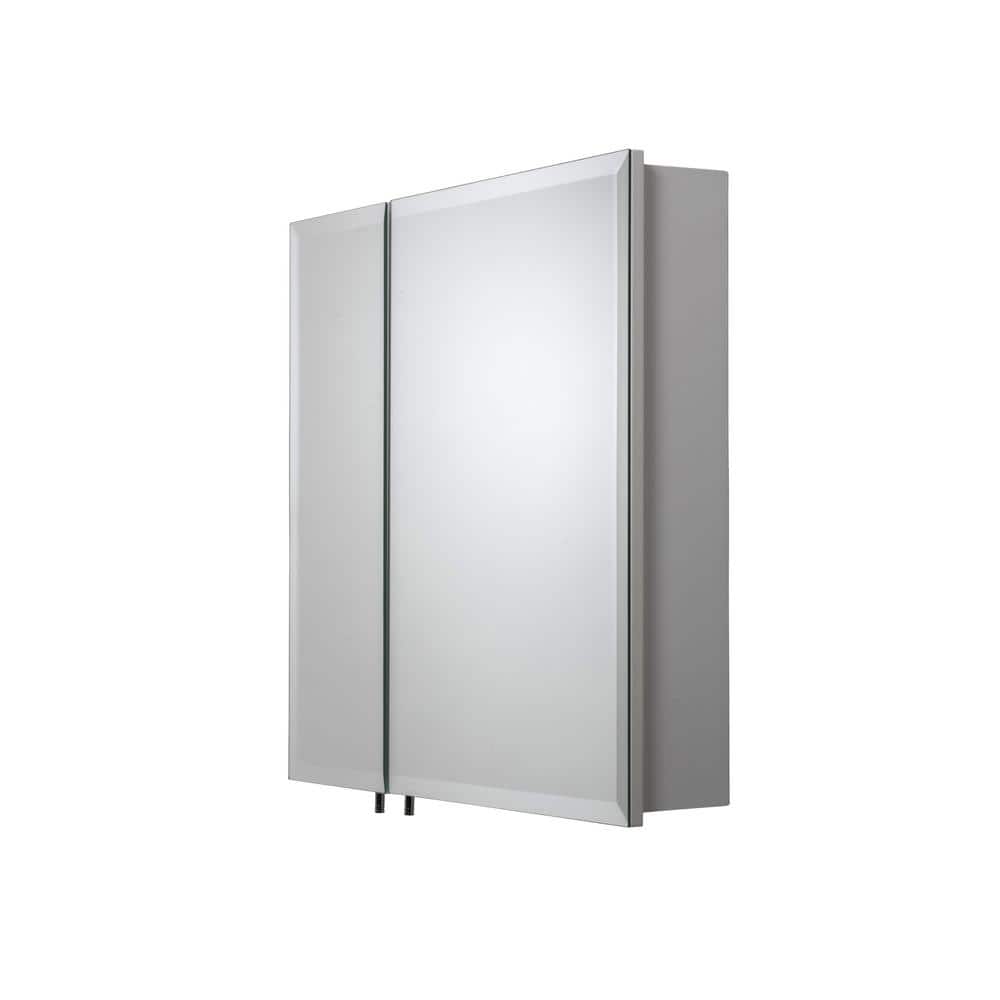 Croydex 24 in. W x 24 in. H x 5 in. D Frameless Bi-View Surface-Mount Medicine Cabinet with Easy Hang System in White