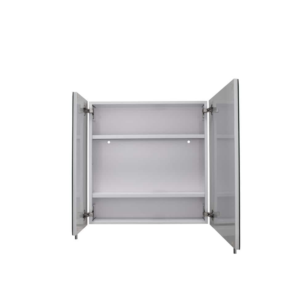 Croydex 24 in. W x 24 in. H x 5 in. D Frameless Bi-View Surface-Mount Medicine Cabinet with Easy Hang System in White