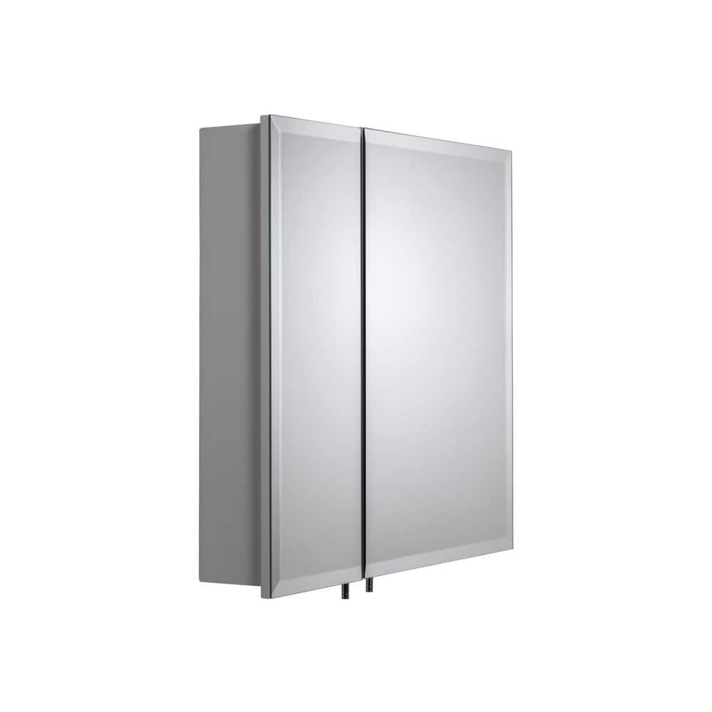 Croydex 24 in. W x 24 in. H x 5 in. D Frameless Bi-View Surface-Mount Medicine Cabinet with Easy Hang System in White