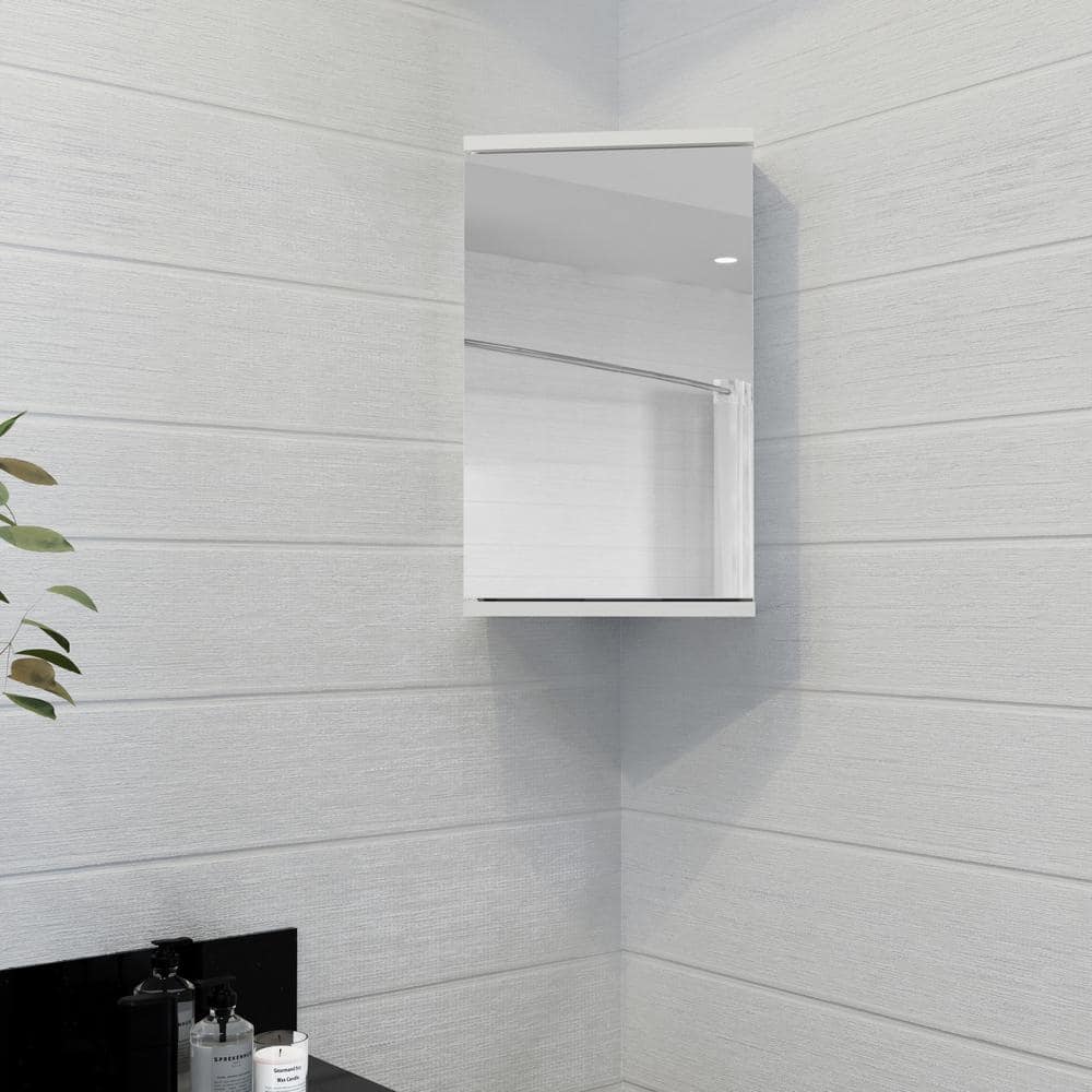 Croydex Simplicity 11.81 in (W) x 19.69 in. (H) Framed Surface Mount Corner Bathroom Medicine Cabinet in White