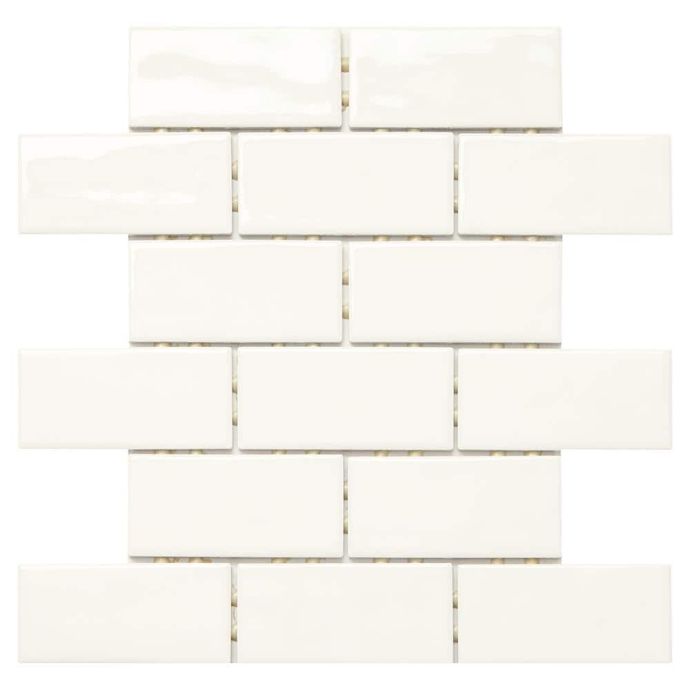 Marazzi LuxeCraft 12 in. x 12 in. x 6.35 mm White Brick Joint Ceramic Mosaic Tile (0.83 sq. ft. / piece)