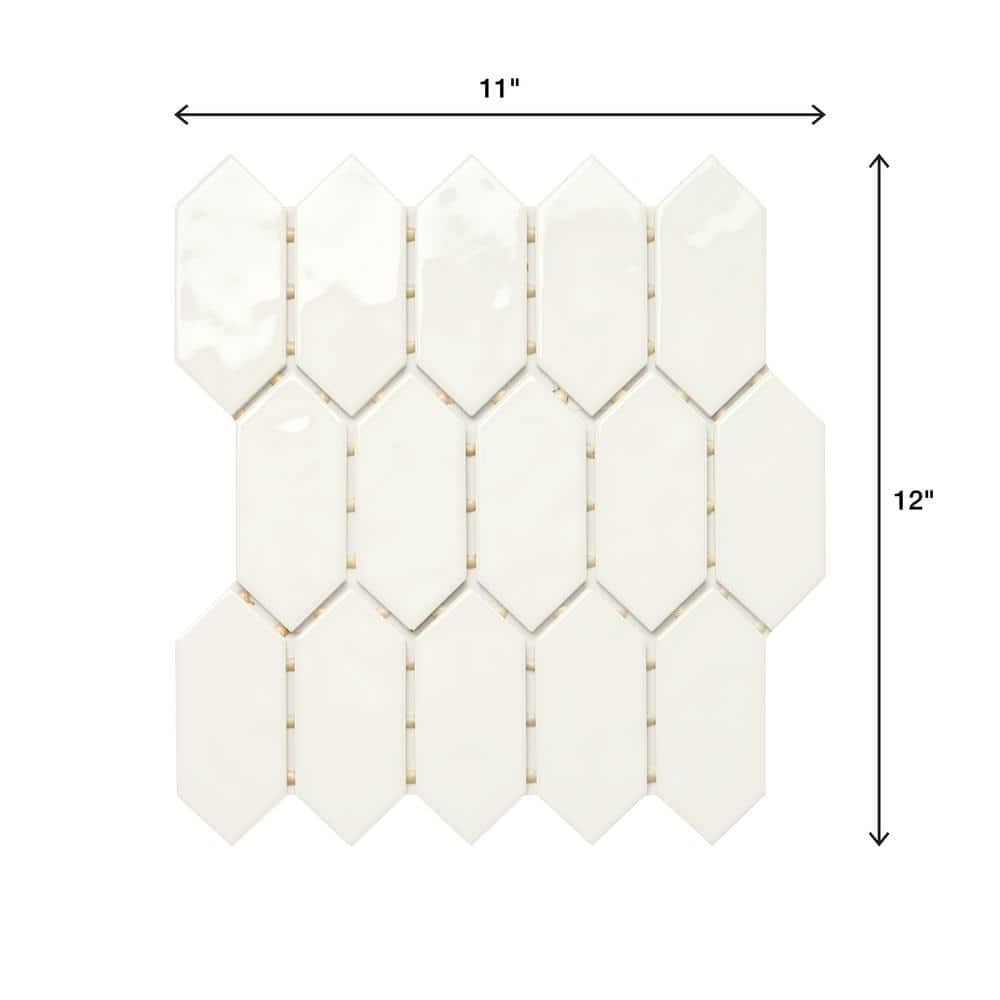 Marazzi LuxeCraft 11 in. x 12 in. x 6.35 mm White Ceramic Picket Mosaic Wall Tile (0.73 sq. ft. per piece)