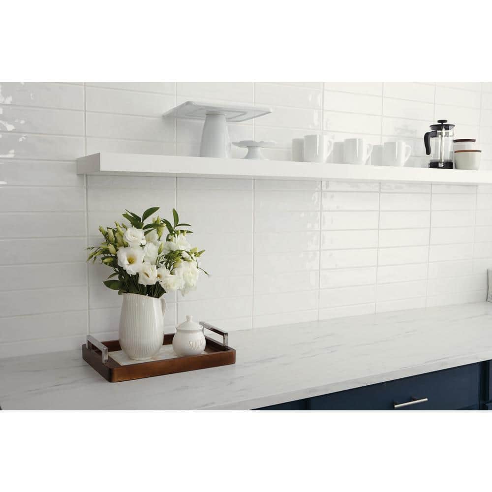 Marazzi LuxeCraft White 3 in. x 12 in. Glazed Ceramic Wall Tile (12 sq. ft. / case)