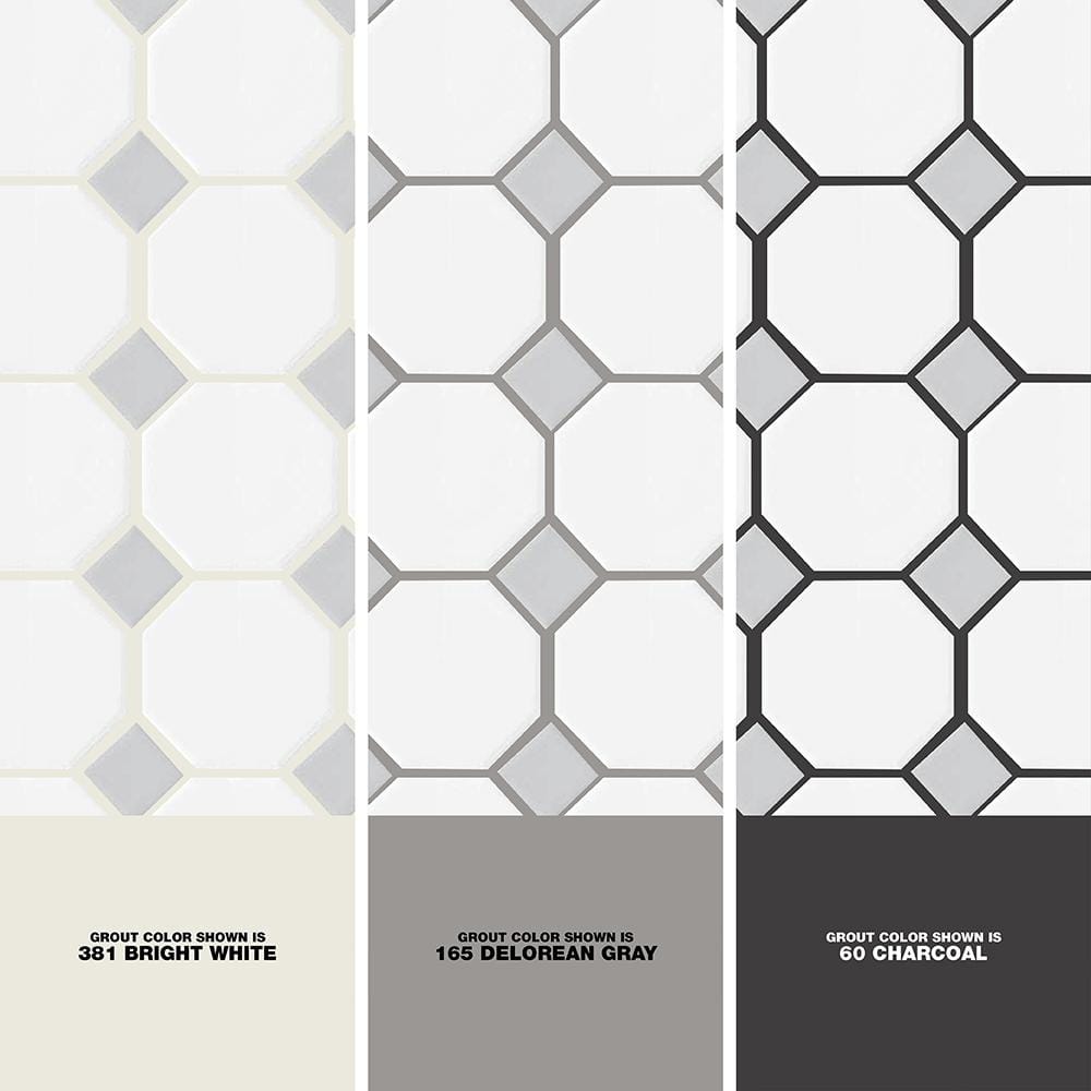 Daltile Prologue Matte White 12 in. x 12 in. x 6 mm Glazed Ceramic Octagon/Dot Mosaic Floor and Wall Tile (1 sq. ft. per piece)