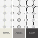 Daltile Prologue Matte White 12 in. x 12 in. x 6 mm Glazed Ceramic Octagon/Dot Mosaic Floor and Wall Tile (1 sq. ft. per piece)