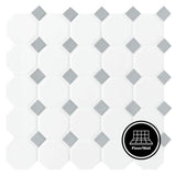 Daltile Prologue Matte White 12 in. x 12 in. x 6 mm Glazed Ceramic Octagon/Dot Mosaic Floor and Wall Tile (1 sq. ft. per piece)
