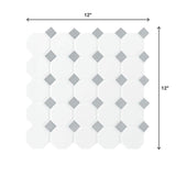 Daltile Prologue Matte White 12 in. x 12 in. x 6 mm Glazed Ceramic Octagon/Dot Mosaic Floor and Wall Tile (1 sq. ft. per piece)