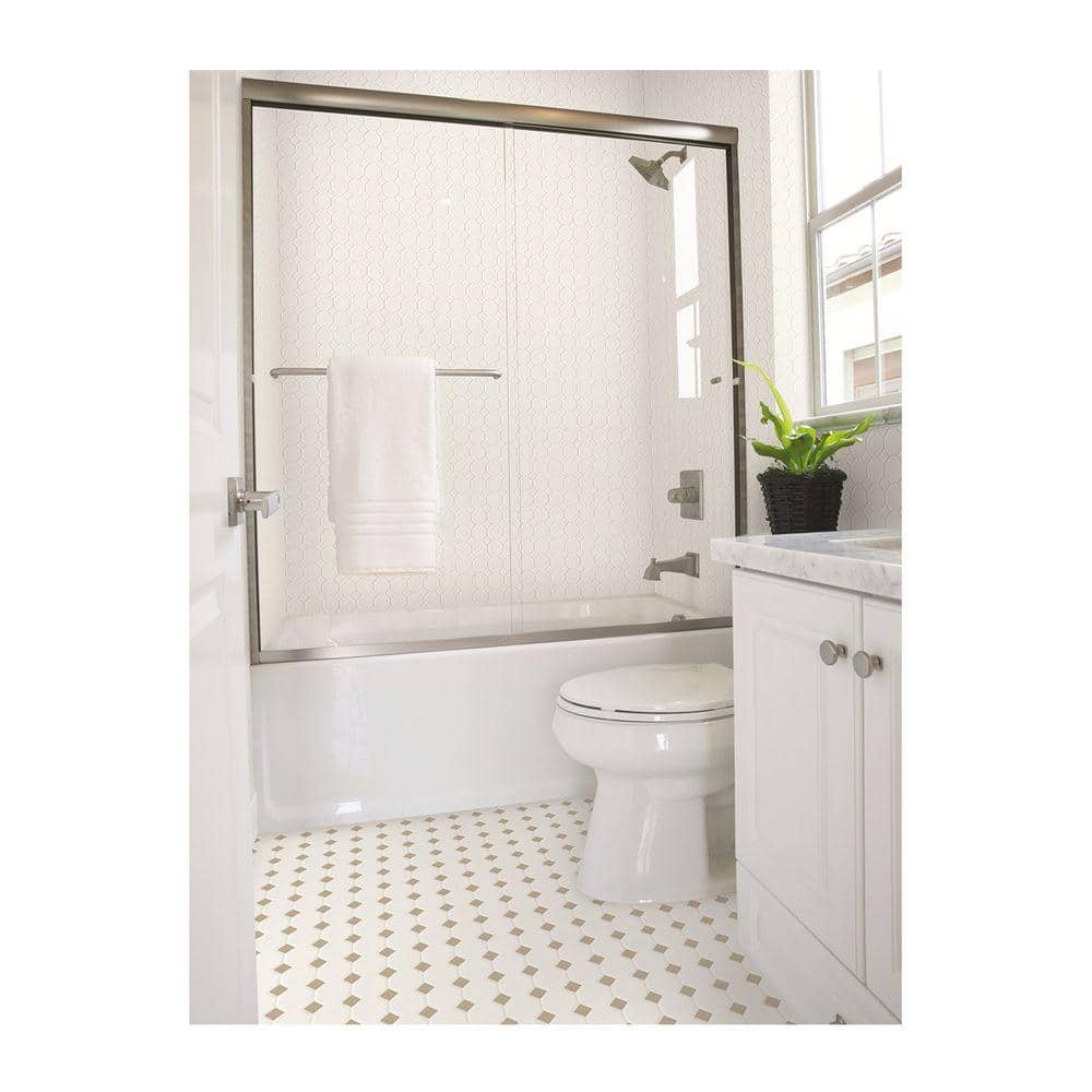 Daltile Prologue Matte White 12 in. x 12 in. x 6 mm Glazed Ceramic Octagon/Dot Mosaic Floor and Wall Tile (1 sq. ft. per piece)