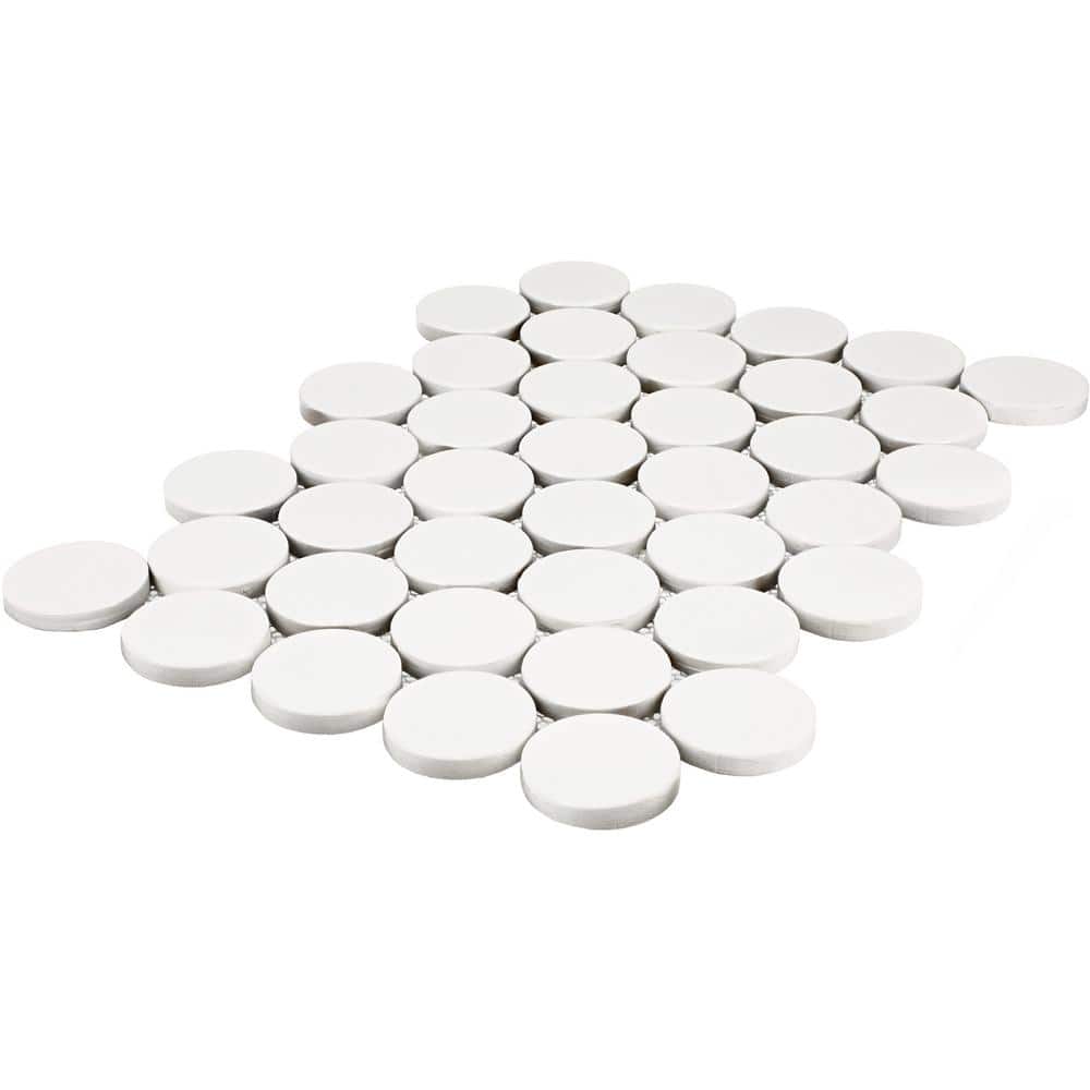 Daltile Restore White 10 in. x 13 in. Glazed Porcelain Jumbo Penny Round Mosaic Tile (9.3 sq. ft./Case)