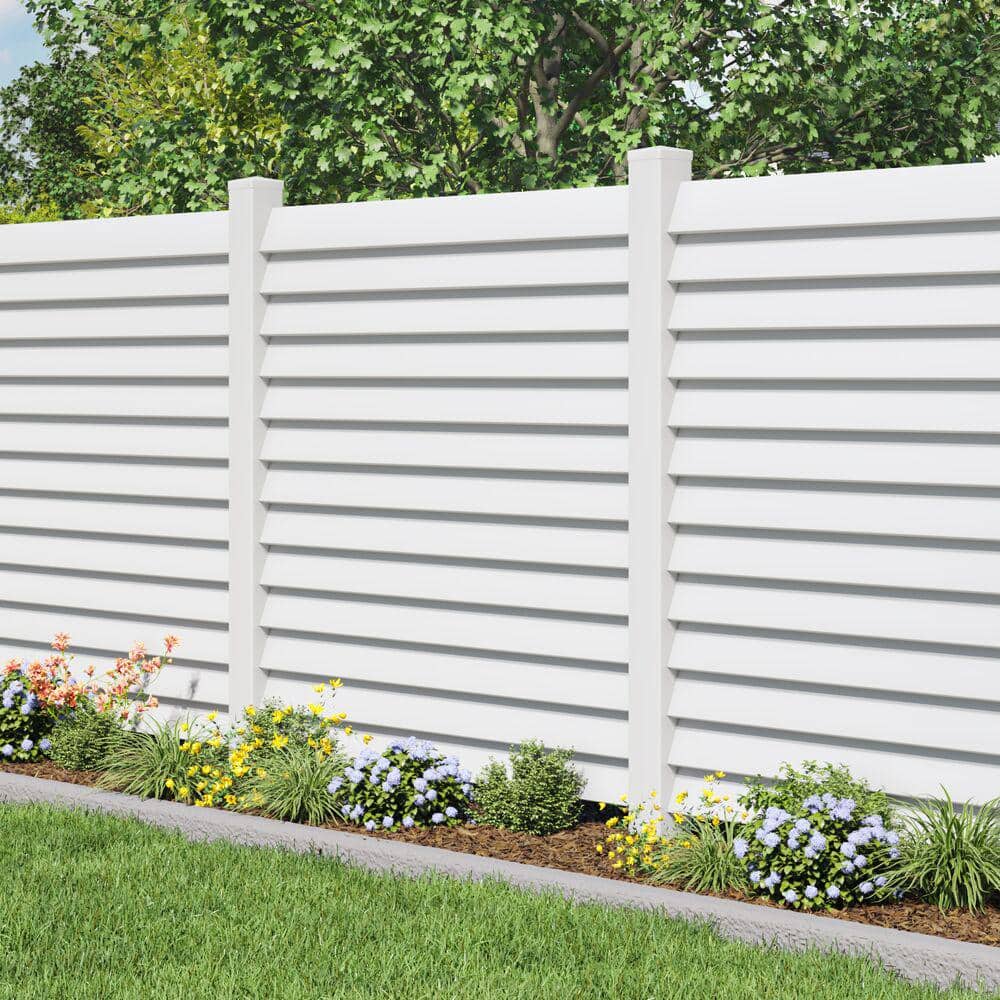 Louvered 6 in. x 6 in. White Vinyl Pyramid Fence Post Top