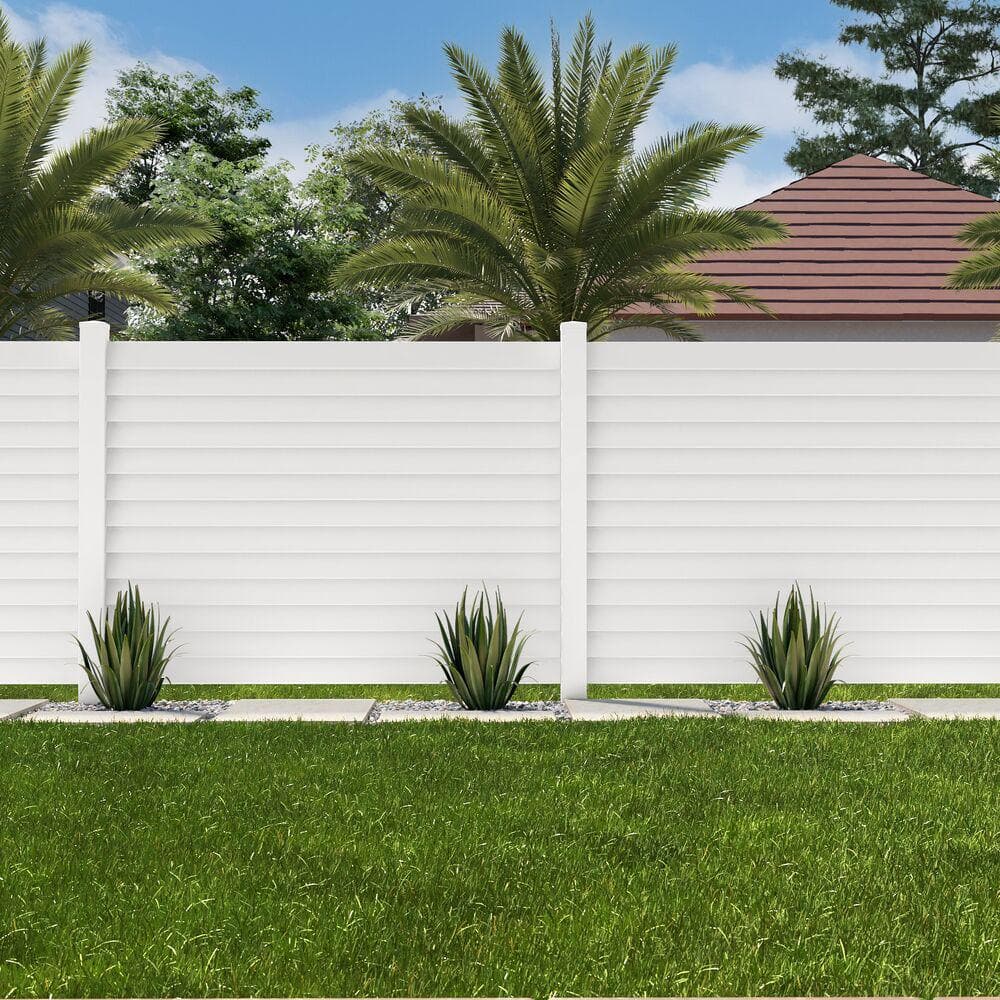 Louvered 6 in. x 6 in. White Vinyl New England Fence Post Top