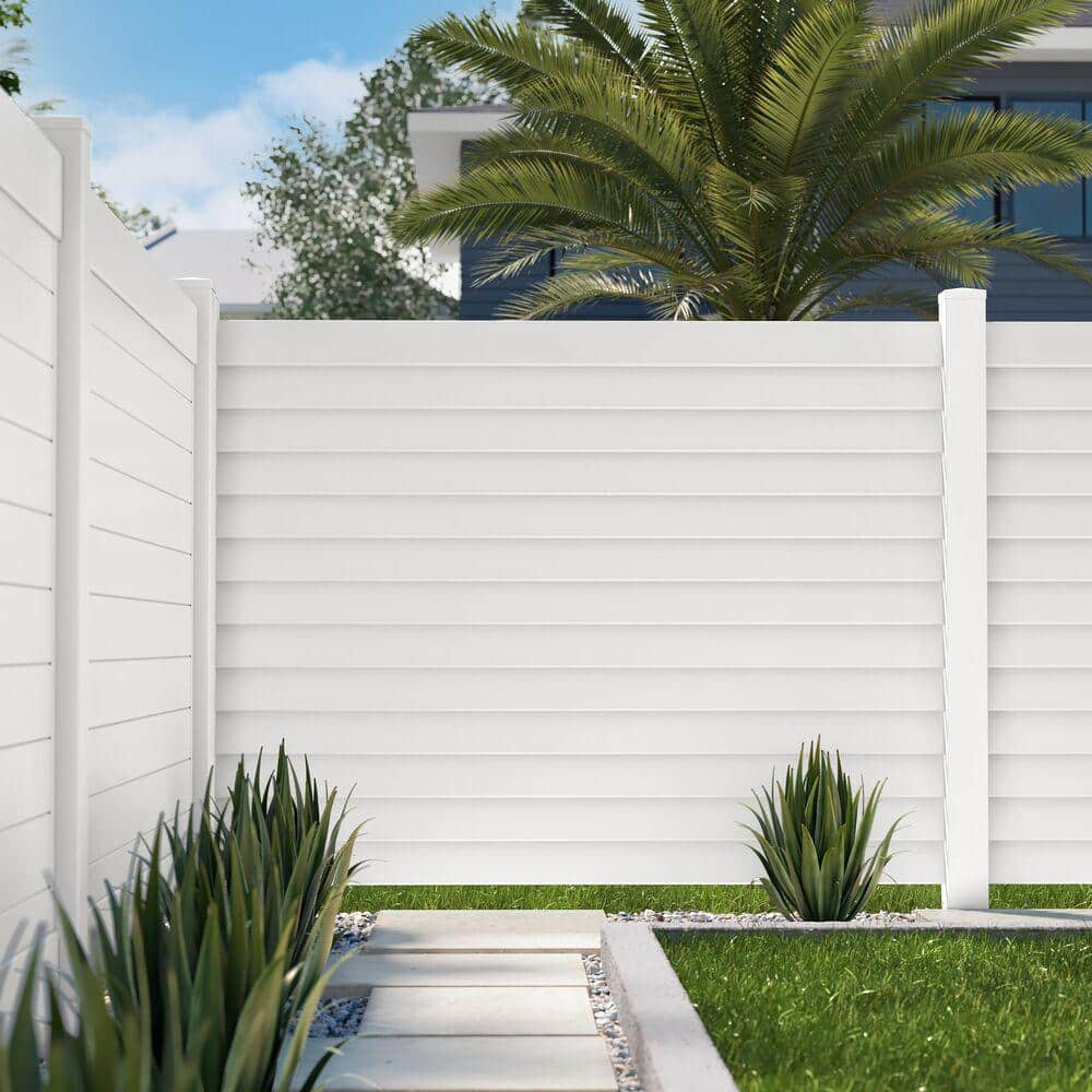 Louvered 6 in. x 6 in. White Vinyl New England Fence Post Top