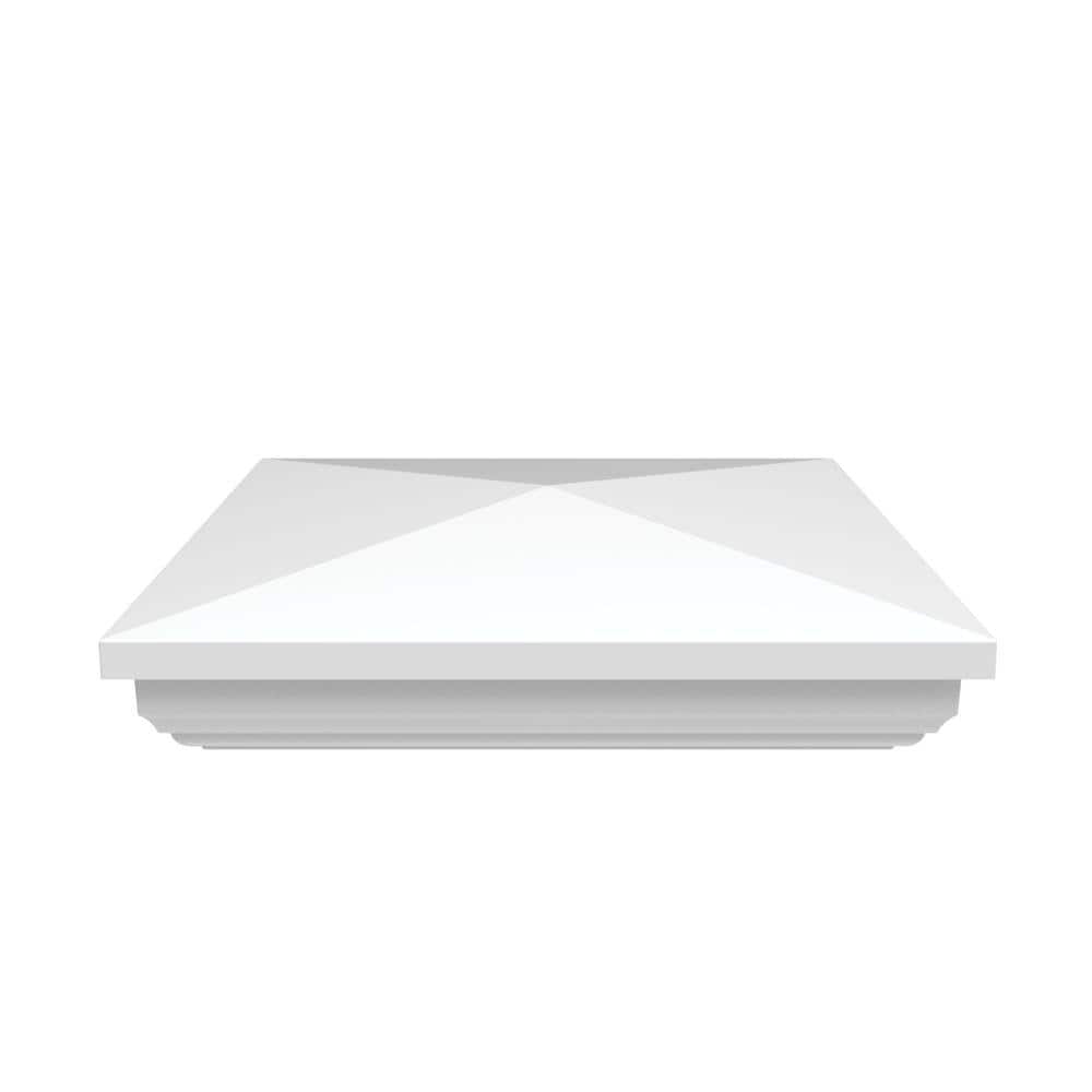 Louvered 6 in. x 6 in. White Vinyl New England Fence Post Top