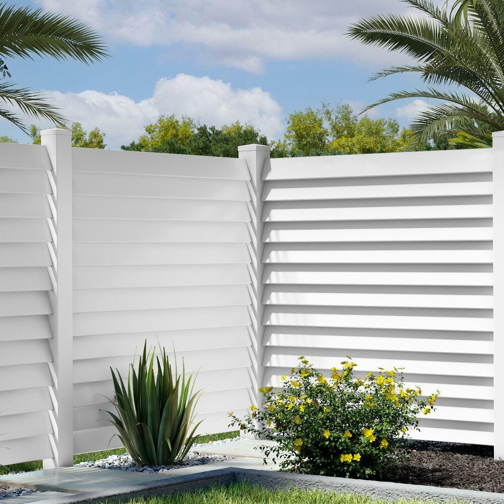 Louvered 6 in. x 6 in. White Vinyl New England Fence Post Top