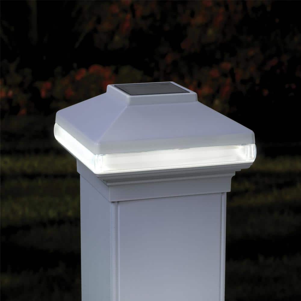 Deckorators 4 in. x 4 in. White Solar Band LED Post Cap