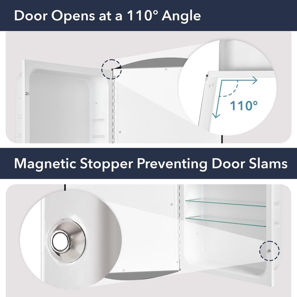 Deco Mirror 16 in. W x 30 in. H x 4-1/2 in. D Frameless Recessed V-Groove Beveled Eclipse Bathroom Medicine Cabinet