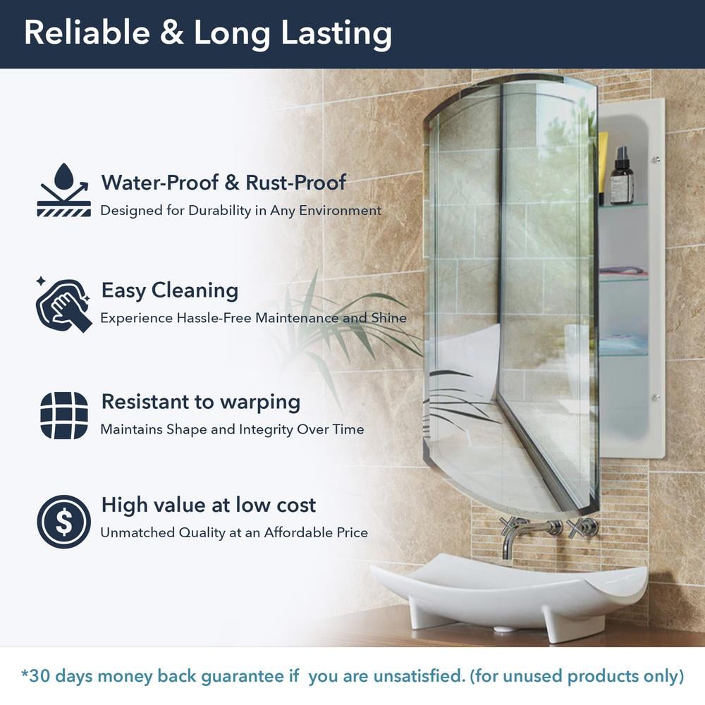 Deco Mirror 16 in. W x 30 in. H x 4-1/2 in. D Frameless Recessed V-Groove Beveled Eclipse Bathroom Medicine Cabinet